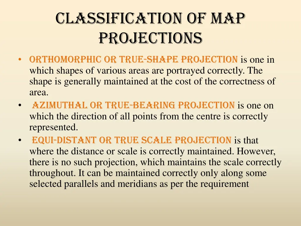 classification of map projections 2