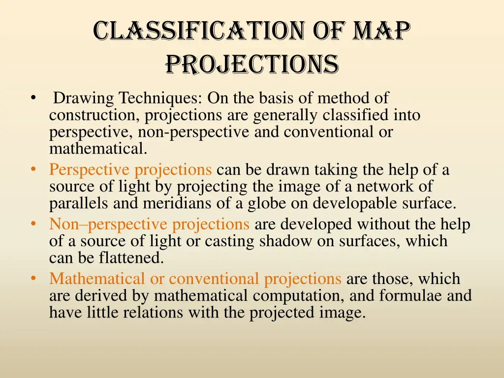 classification of map projections drawing