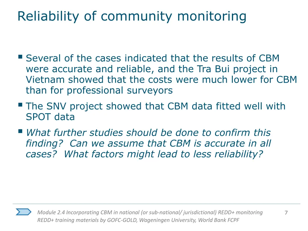 reliability of community monitoring