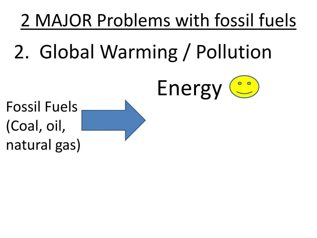 2 major problems with fossil fuels 1