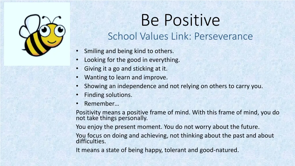 be positive school values link perseverance