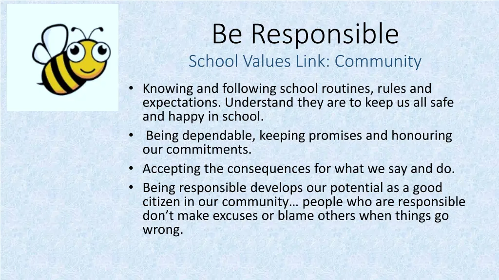 be responsible school values link community