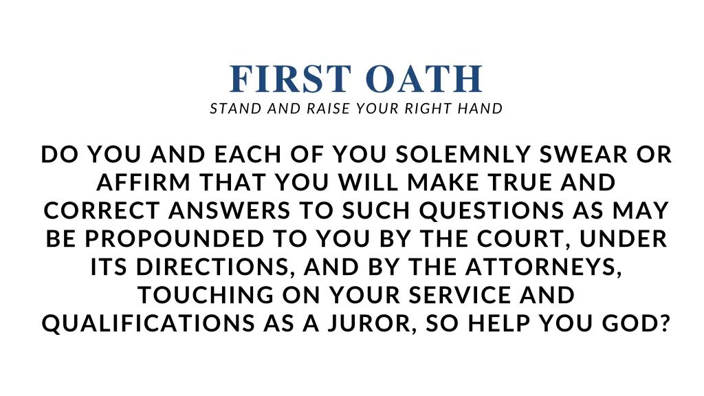 first oath stand and raise your right hand