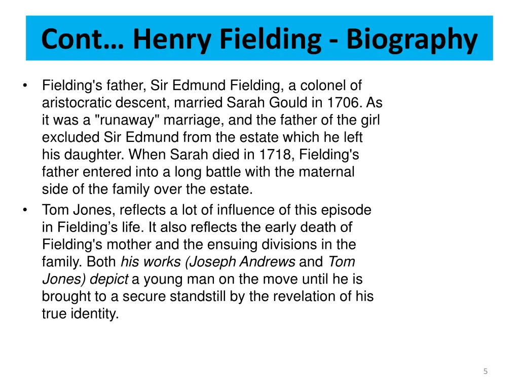 cont henry fielding biography