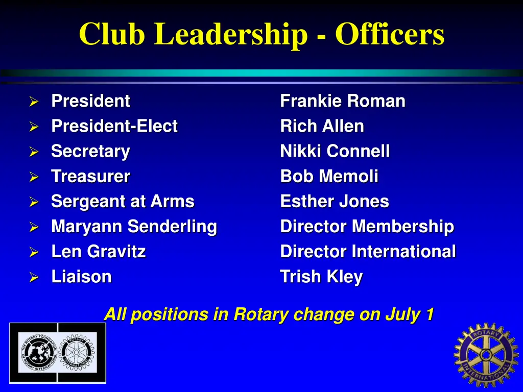 club leadership officers