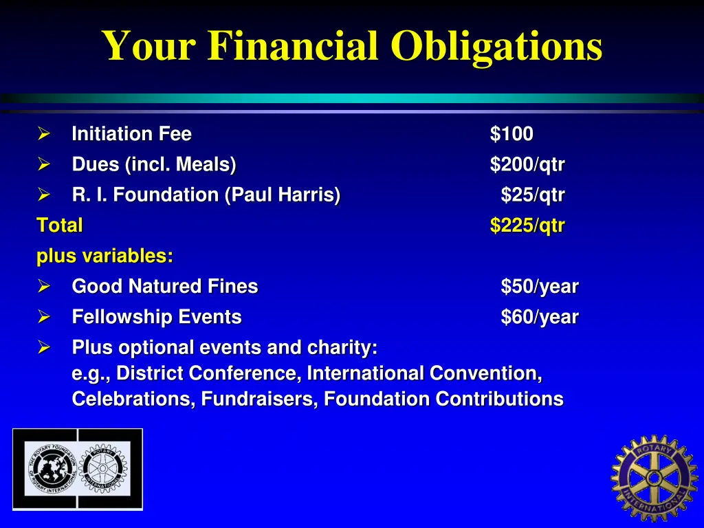 your financial obligations