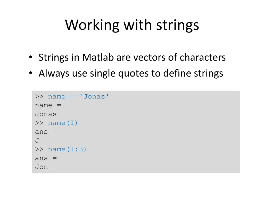 working with strings