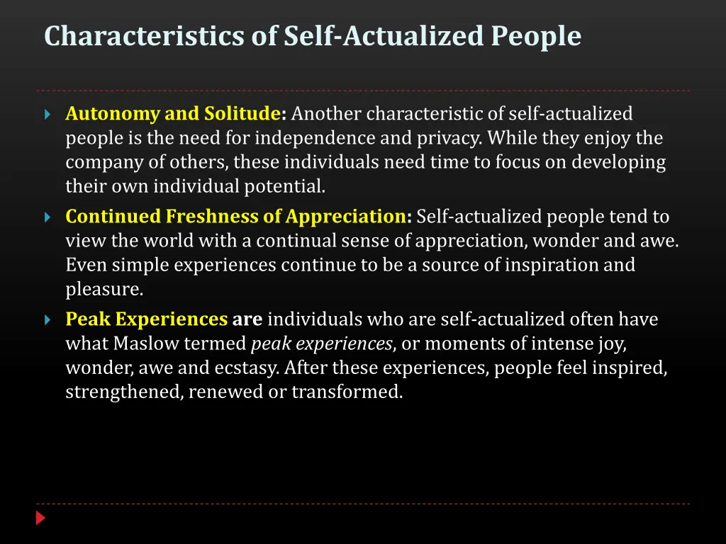 characteristics of self actualized people 1