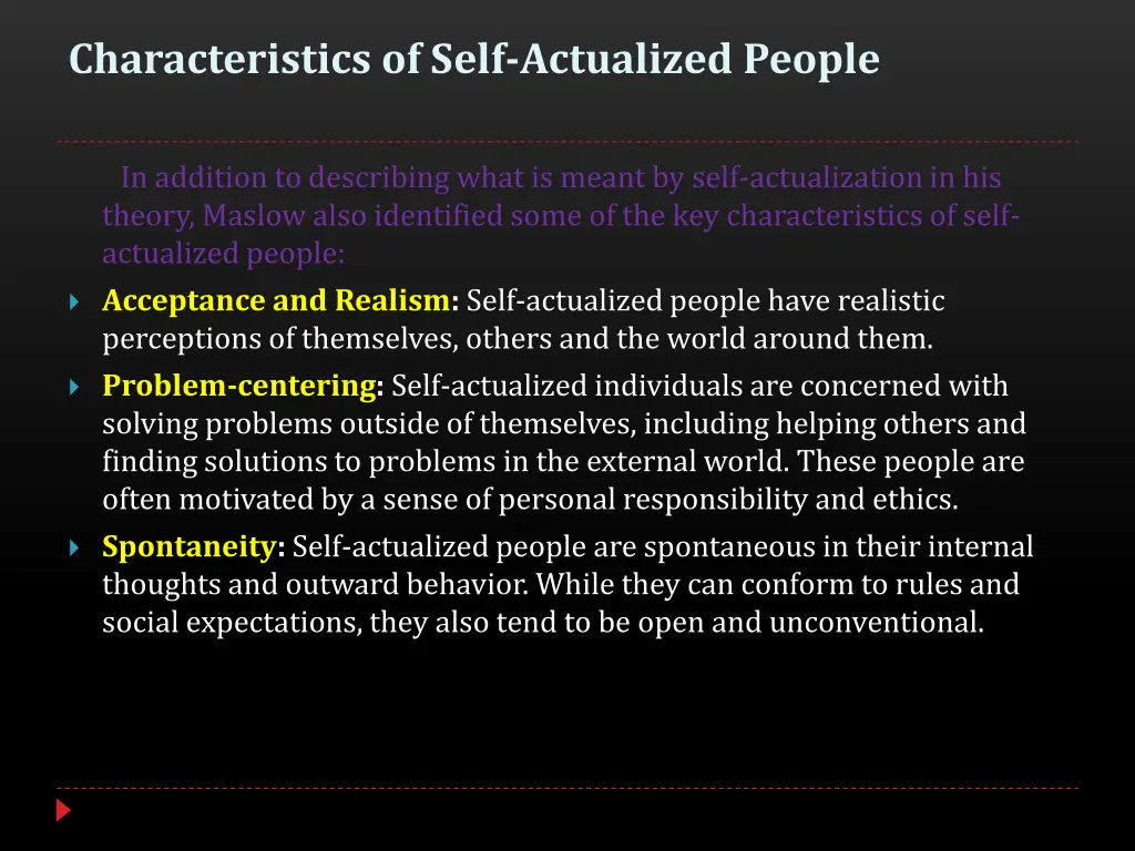 characteristics of self actualized people