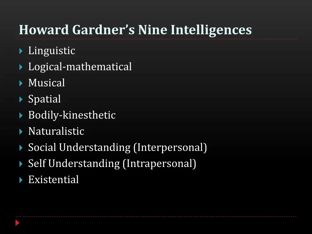 howard gardner s nine intelligences