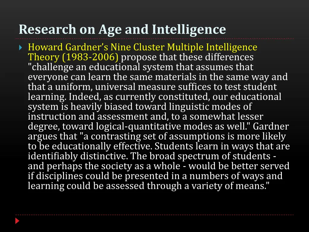 research on age and intelligence howard gardner