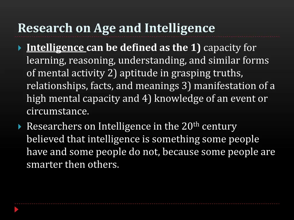 research on age and intelligence