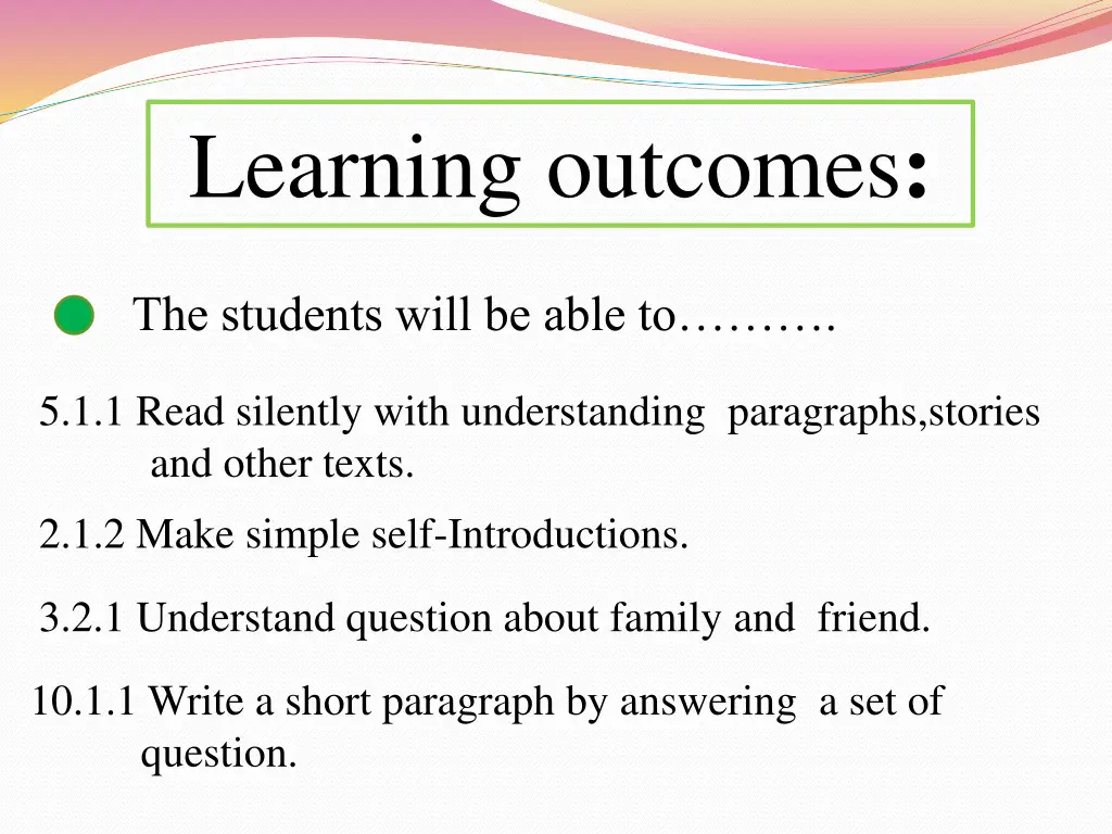 learning outcomes