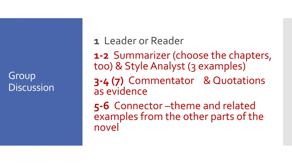 1 leader or reader 1 2 summarizer choose