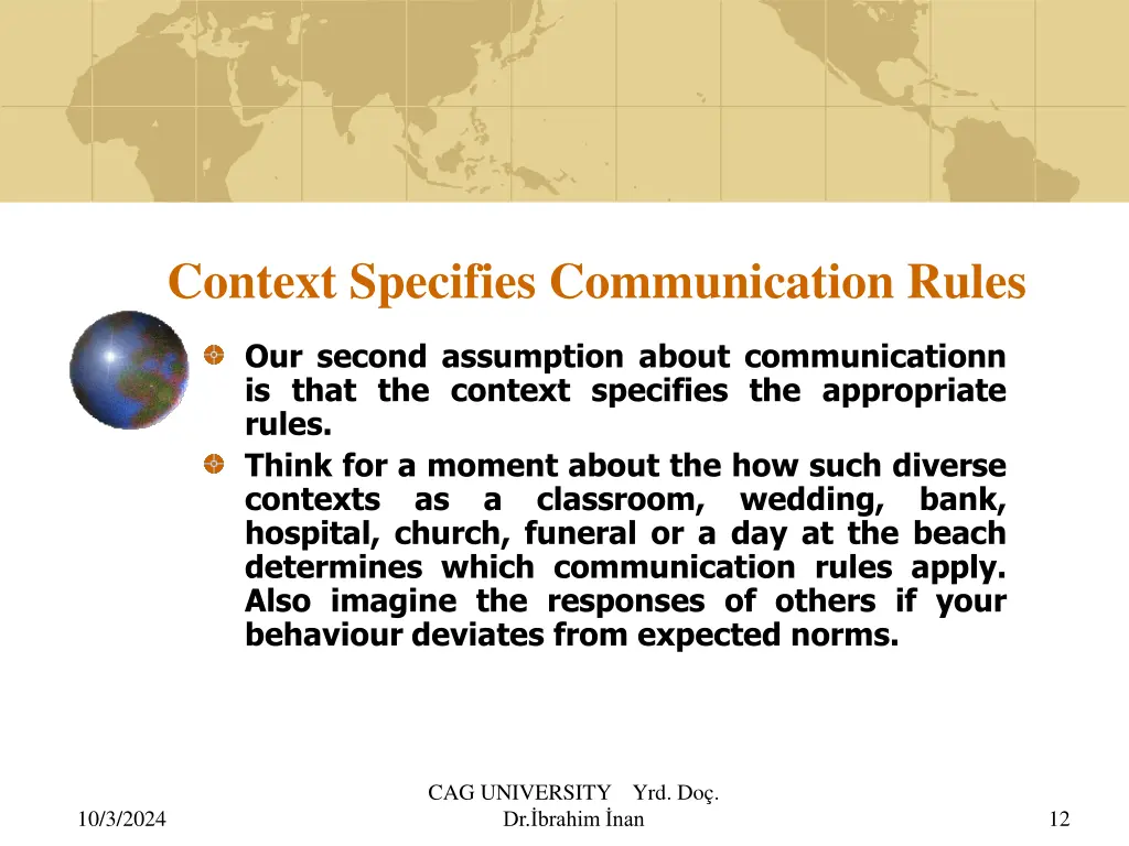 context specifies communication rules