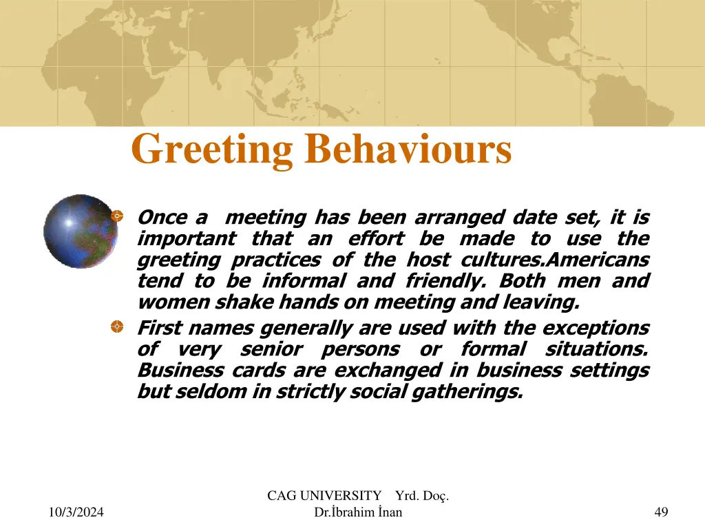 greeting behaviours