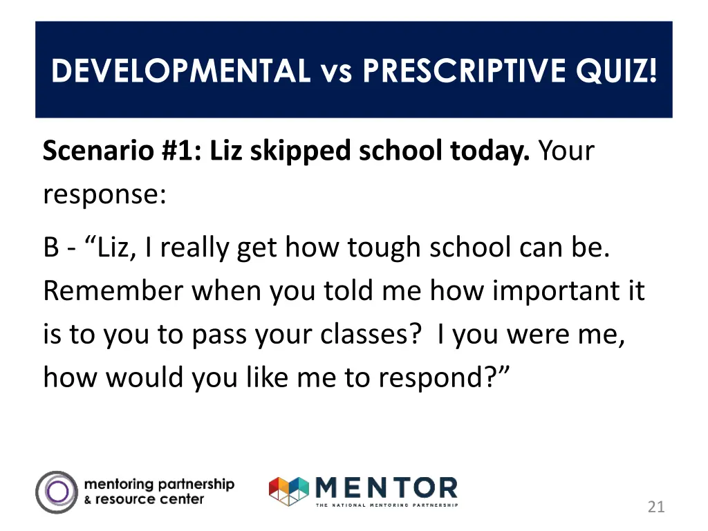 developmental vs prescriptive quiz 1