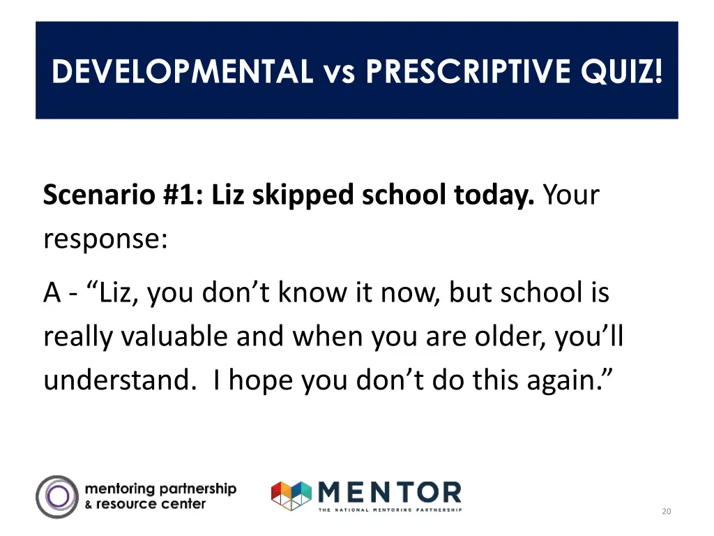 developmental vs prescriptive quiz