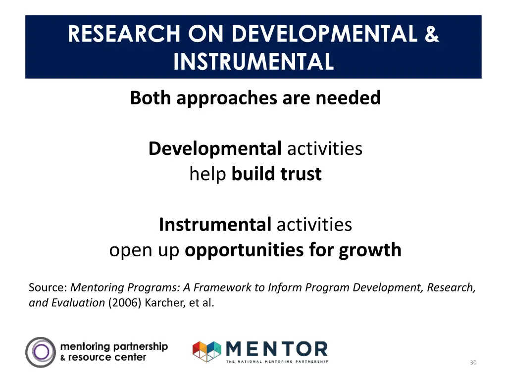 research on developmental instrumental