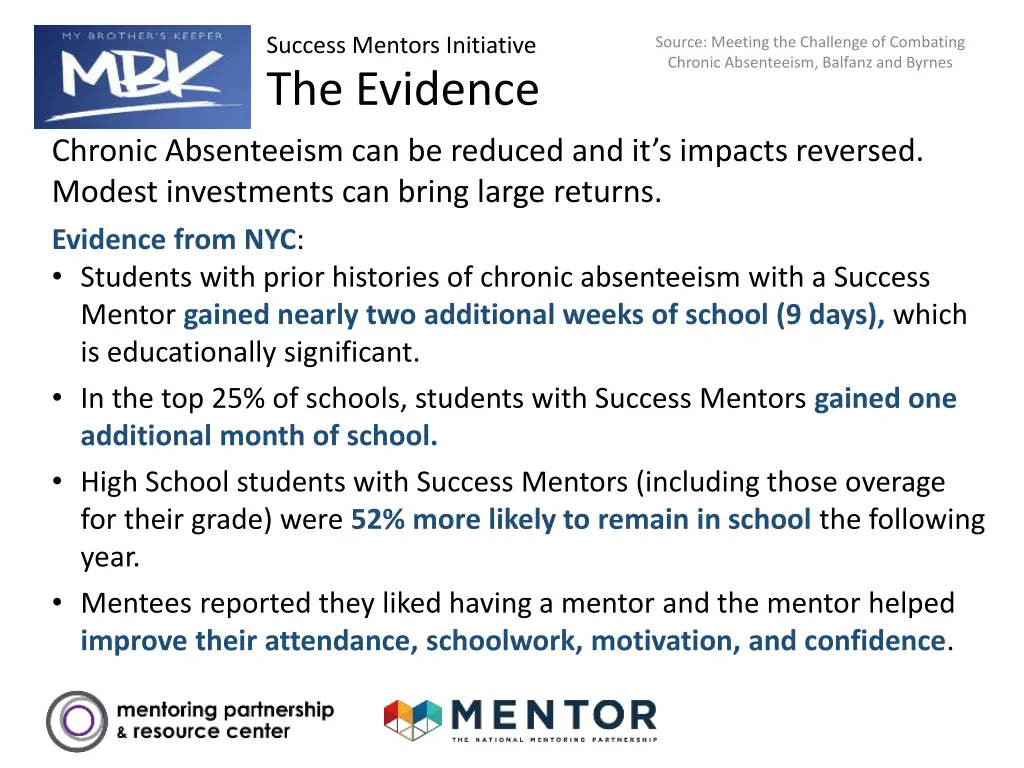 success mentors initiative the evidence