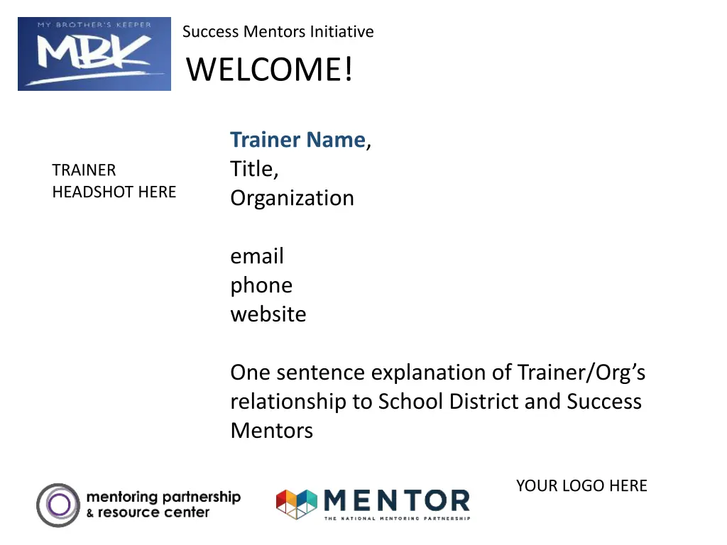 success mentors initiative welcome