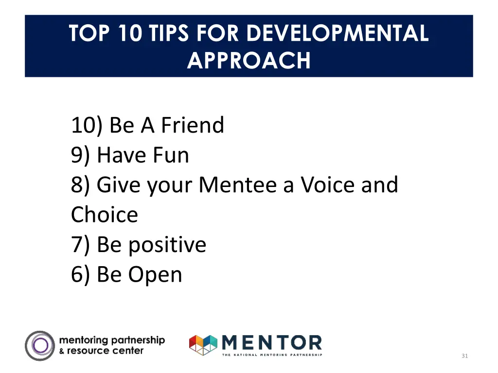 top 10 tips for developmental approach