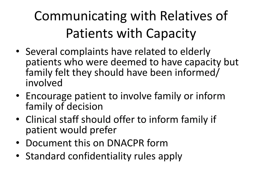 communicating with relatives of patients with