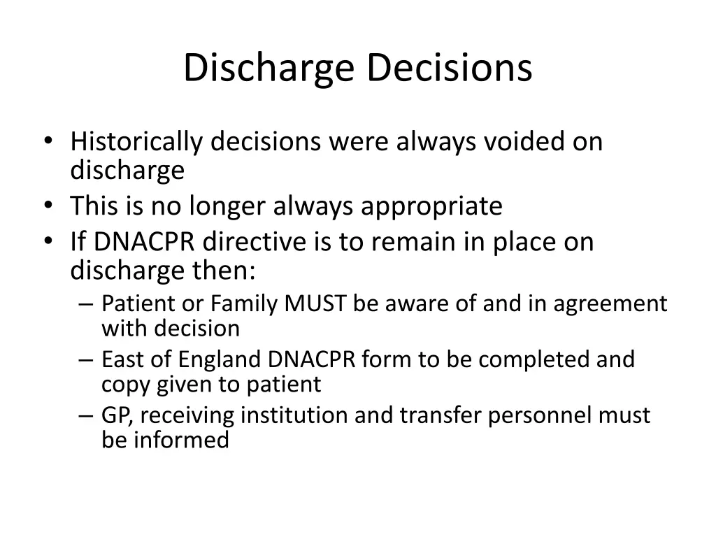 discharge decisions