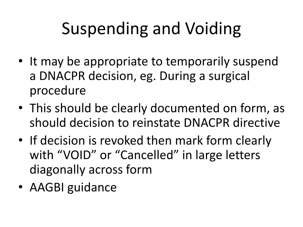 suspending and voiding