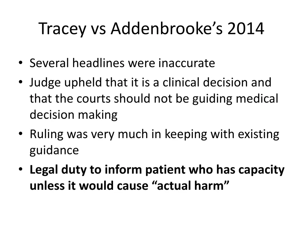 tracey vs addenbrooke s 2014