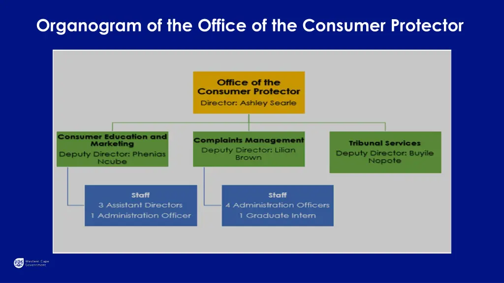 organogram of the office of the consumer protector