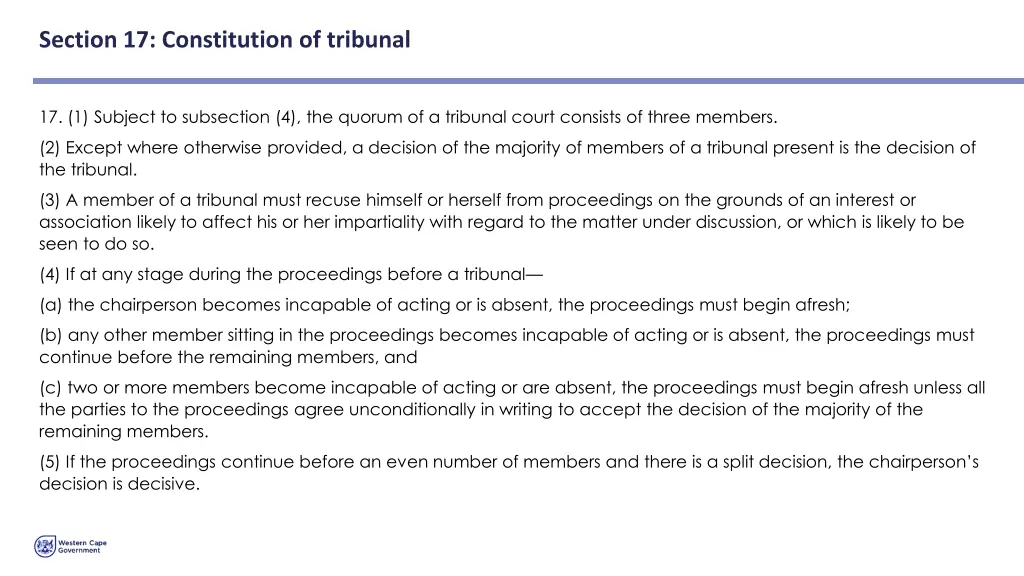 section 17 constitution of tribunal