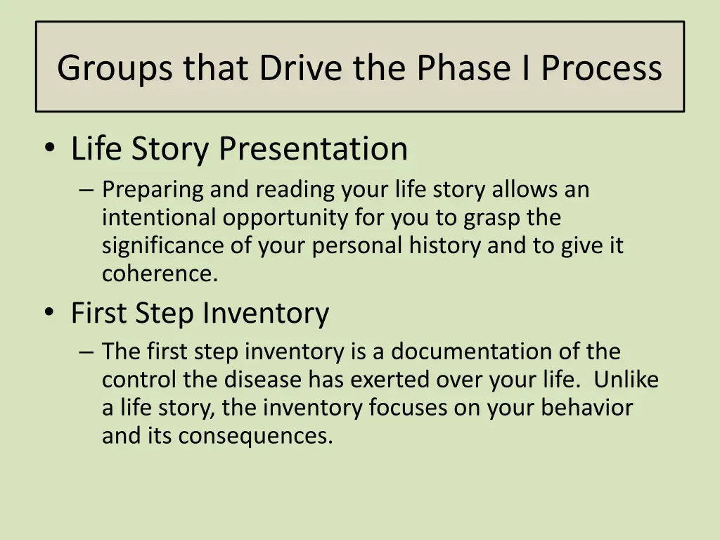 groups that drive the phase i process