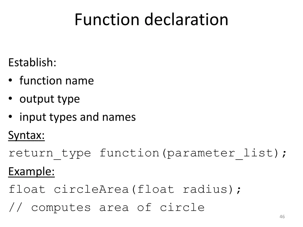 function declaration