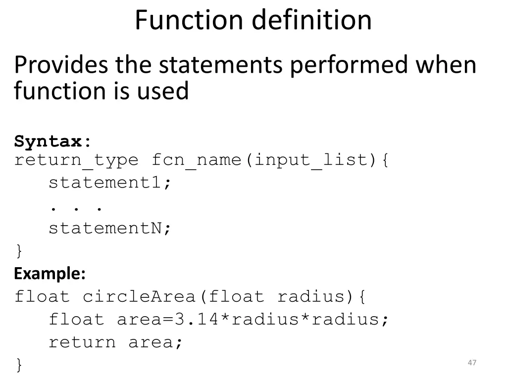 function definition