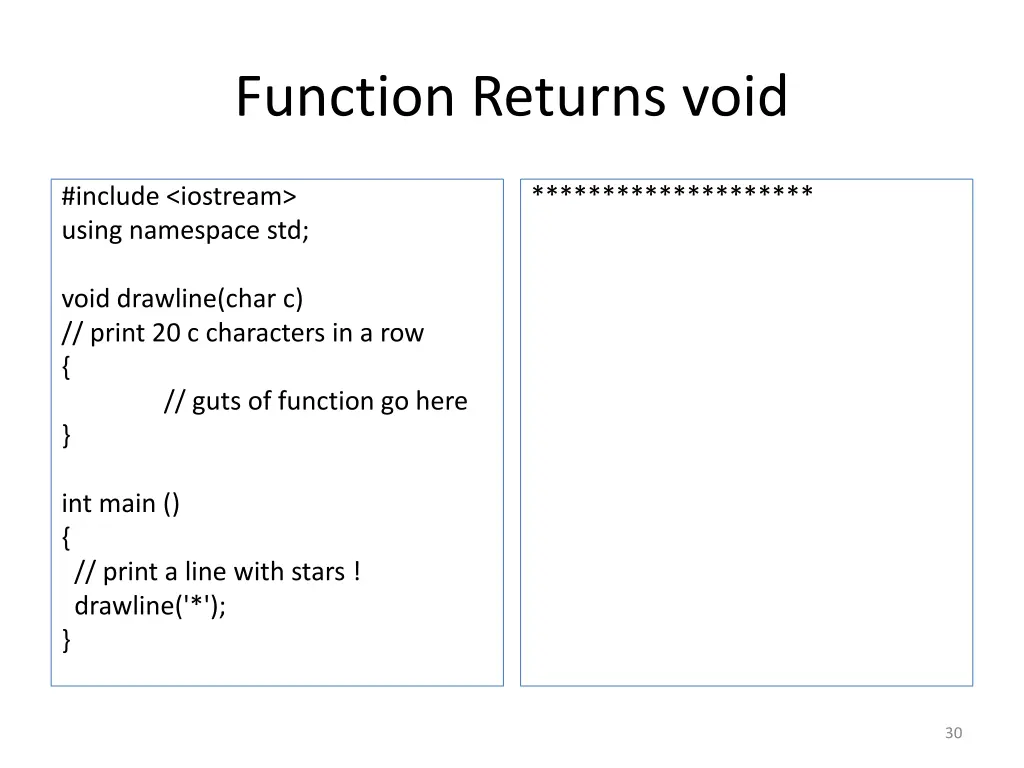 function returns void