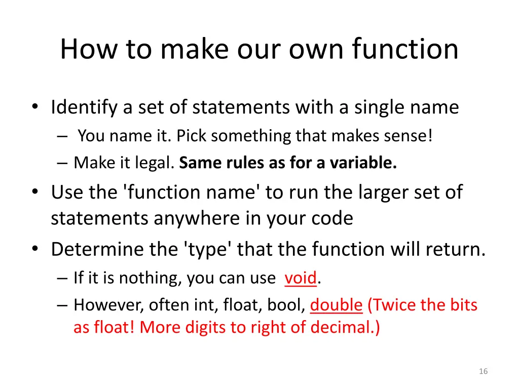 how to make our own function