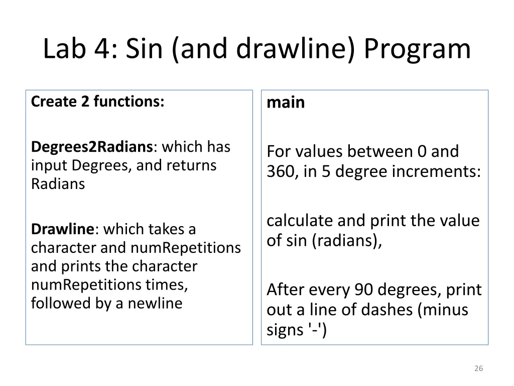 lab 4 sin and drawline program