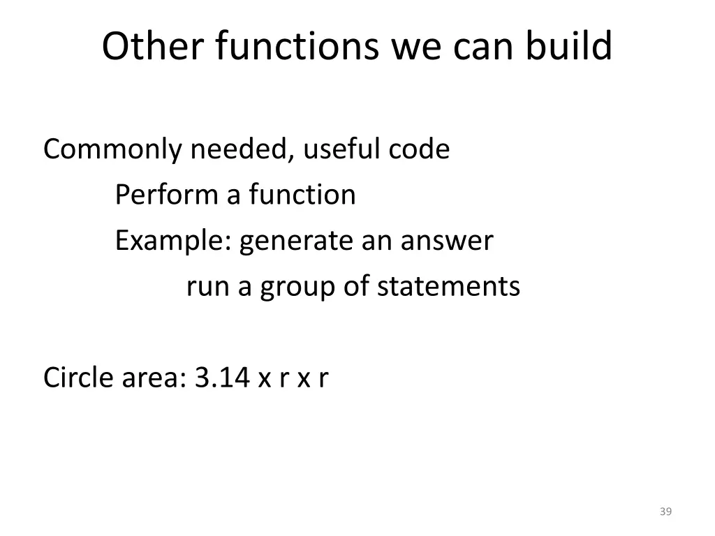 other functions we can build