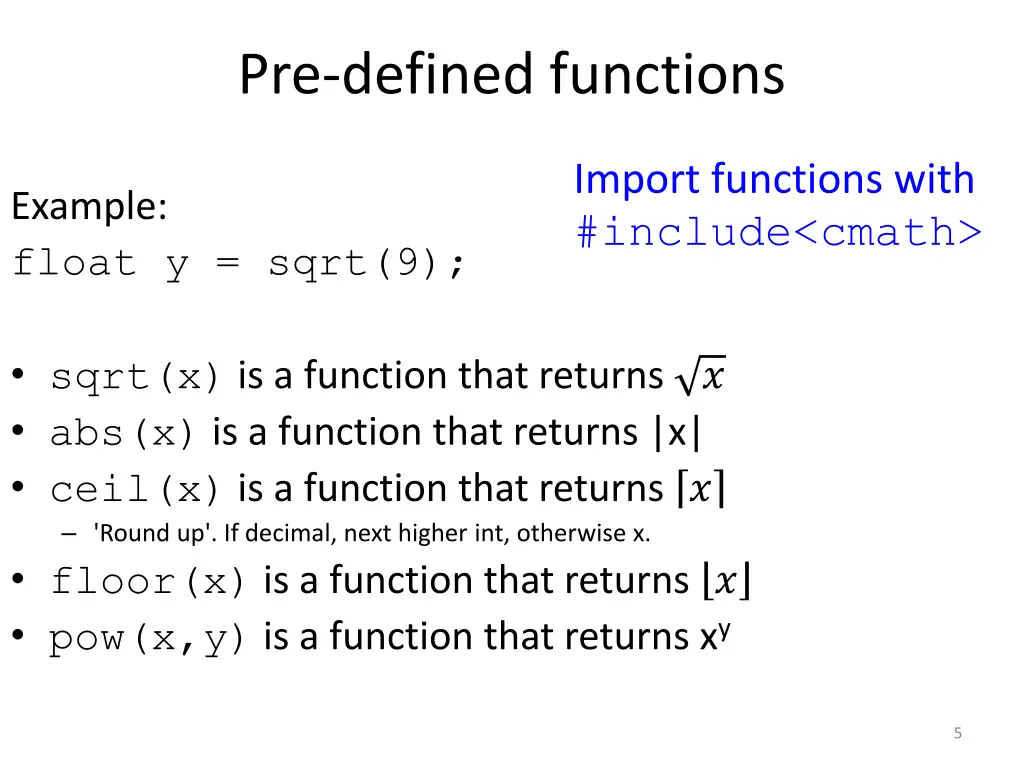 pre defined functions