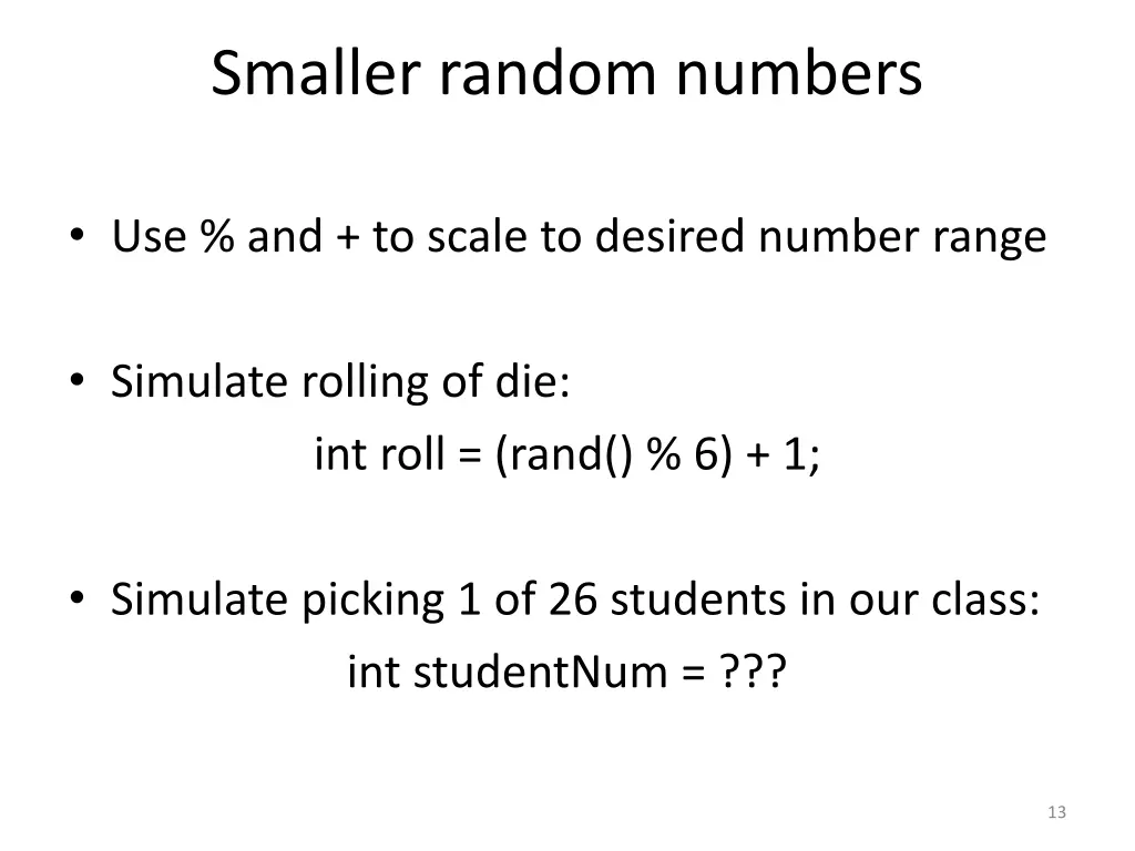 smaller random numbers