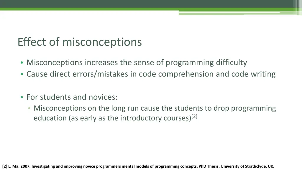 effect of misconceptions