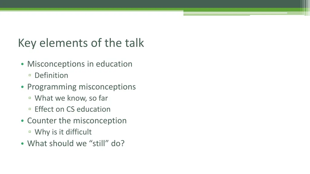 key elements of the talk