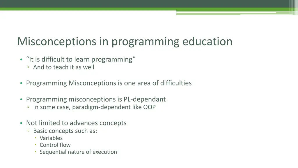 misconceptions in programming education