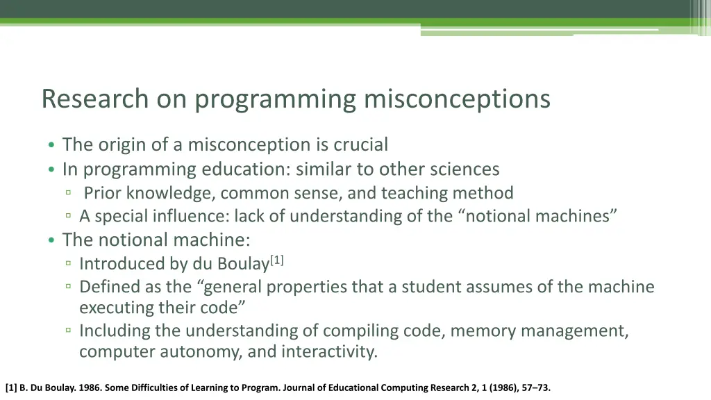 research on programming misconceptions