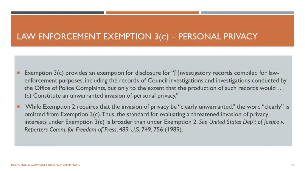 law enforcement exemption 3 c personal privacy