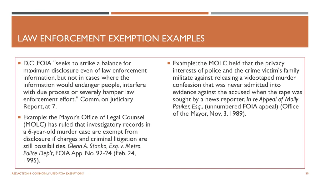 law enforcement exemption examples