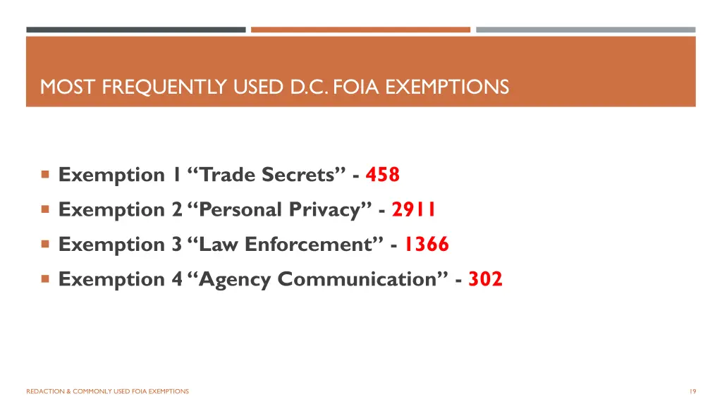 most frequently used d c foia exemptions