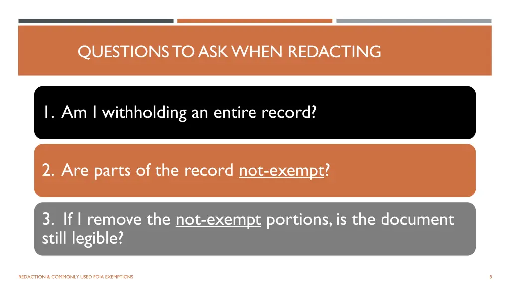 questions to ask when redacting