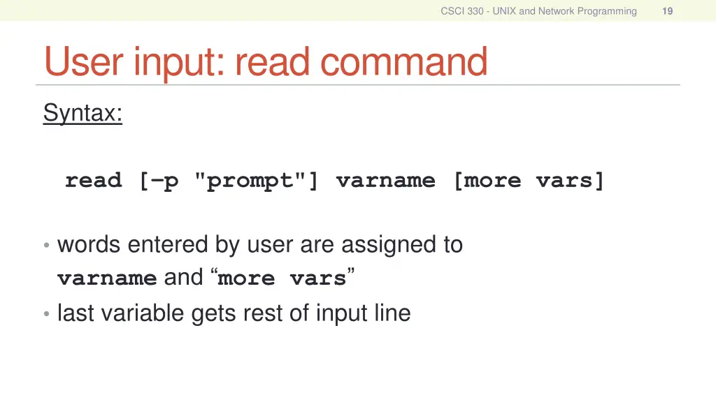 csci 330 unix and network programming 18